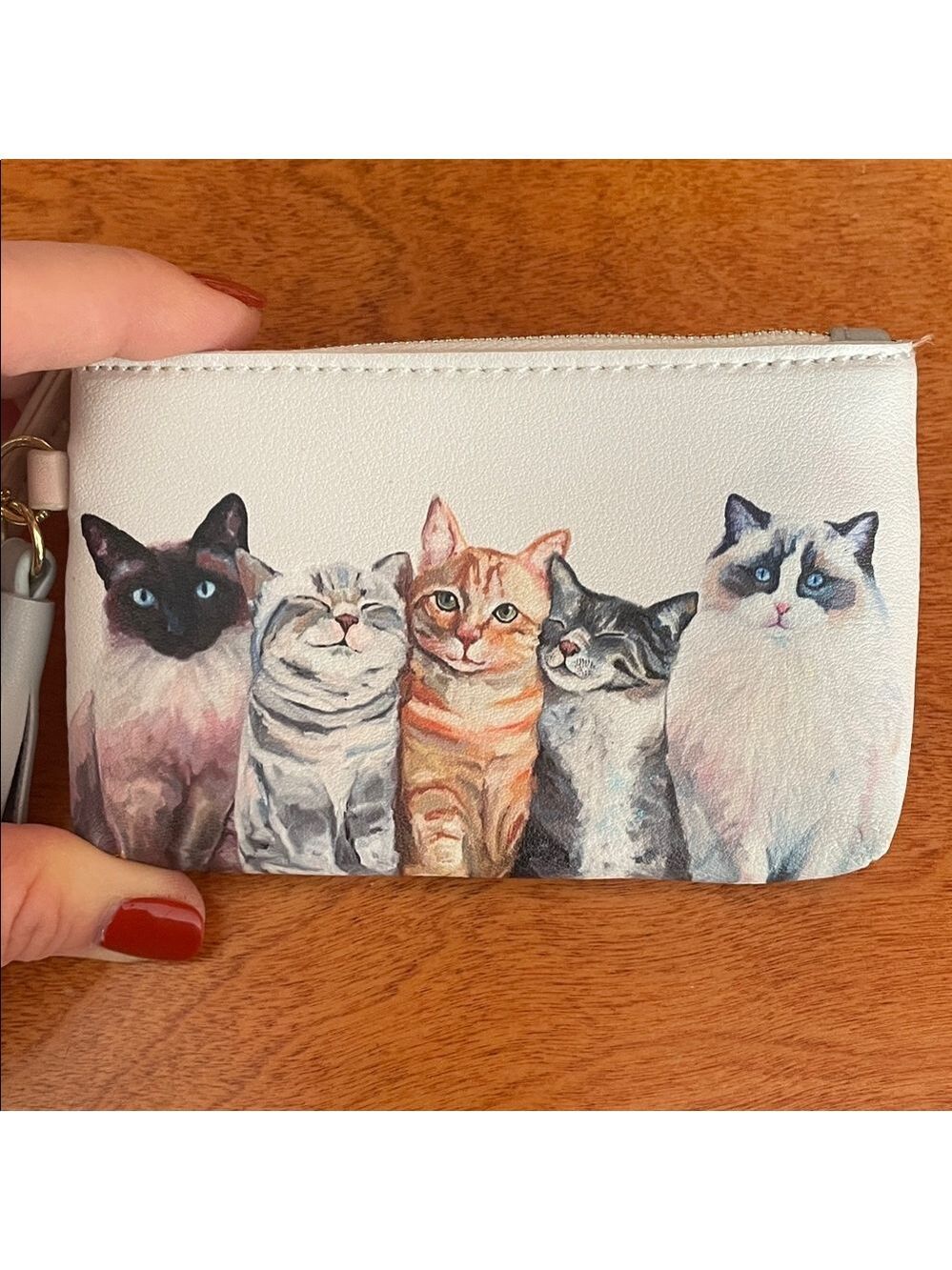 Chic Cat Print Wallet with Keychain - Picture 2 of 7